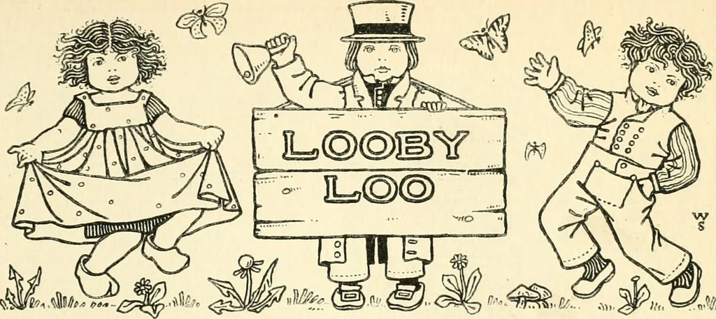 An illustration from Children's singing games, with the tunes to which they are sung, 1900, leaf 36