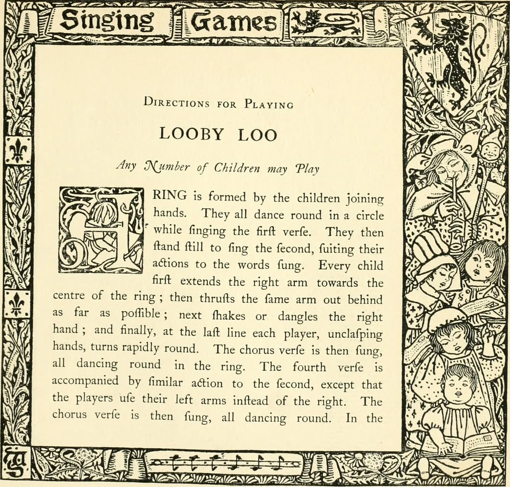An illustration from Children's singing games, with the tunes to which they are sung, 1900, leaf 40