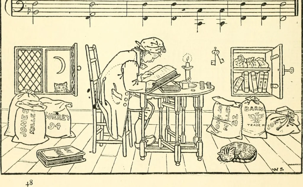 An illustration from Children's singing games, with the tunes to which they are sung, 1900, leaf 51