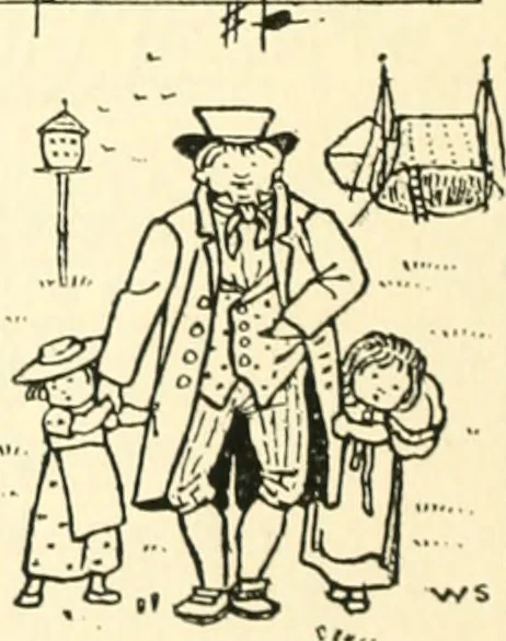 An illustration from Children's singing games, with the tunes to which they are sung, 1900, leaf 55