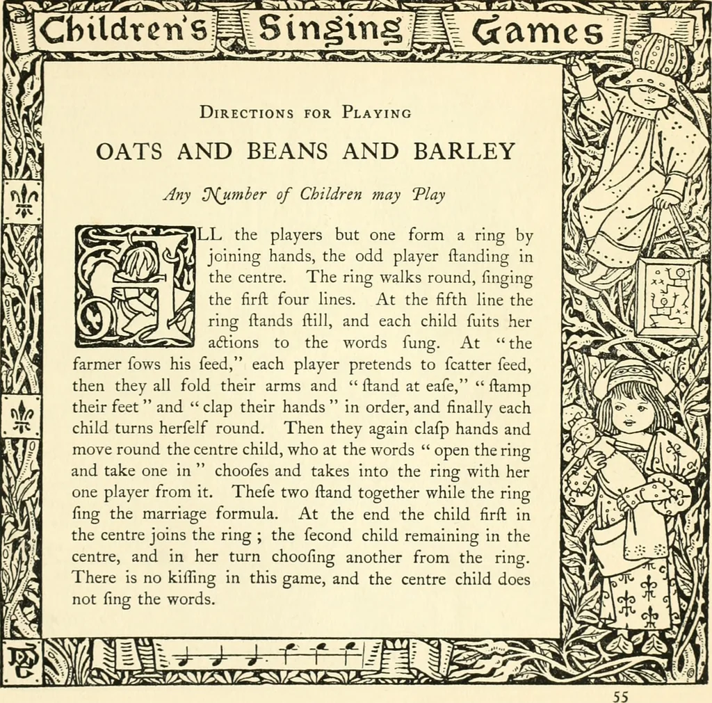 An illustration from Children's singing games, with the tunes to which they are sung, 1900, leaf 58