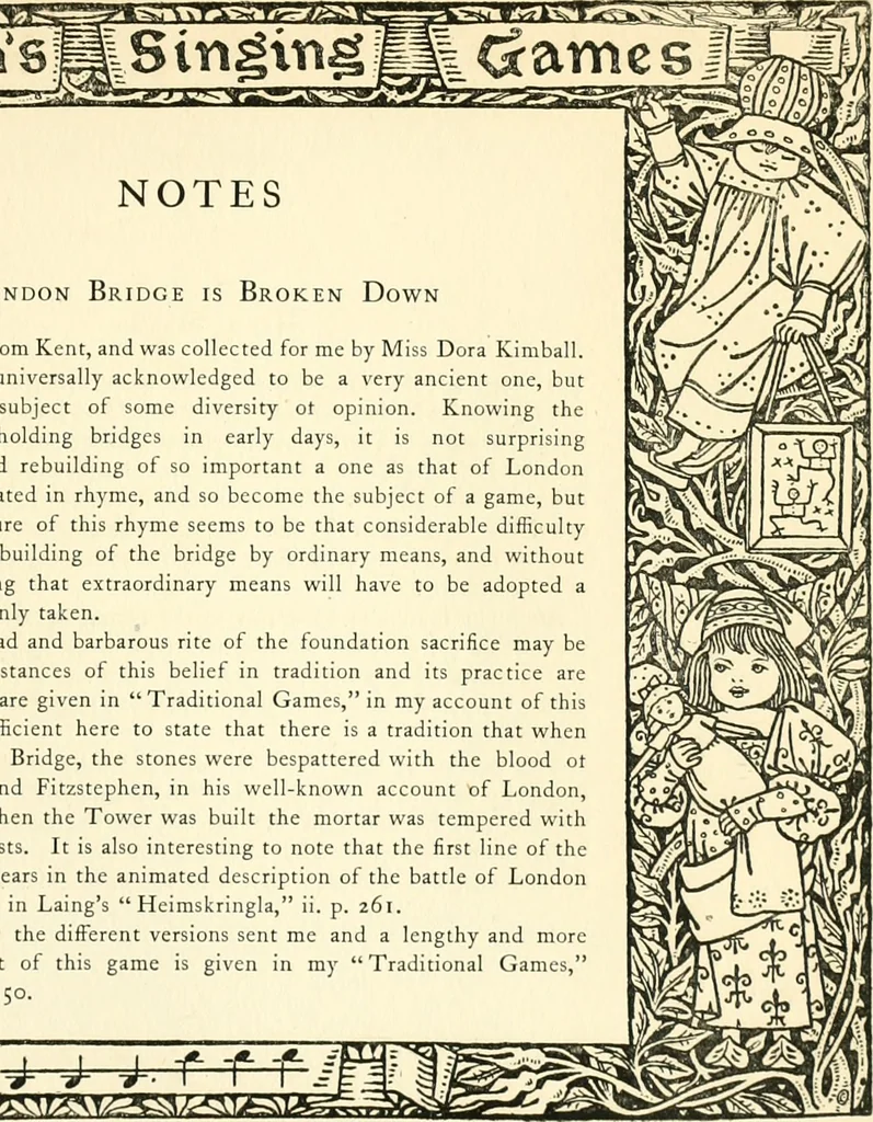 An illustration from Children's singing games, with the tunes to which they are sung, 1900, leaf 66
