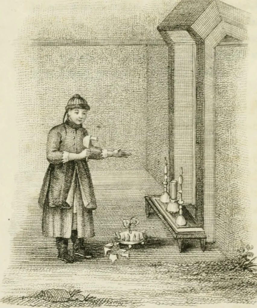 An illustration from China, its costume, arts, manufactures, &c. : edited principally from the originals in the cabinet of the late M. Bertin, with observations explanatory, historical, and literary, 1812, leaf 125