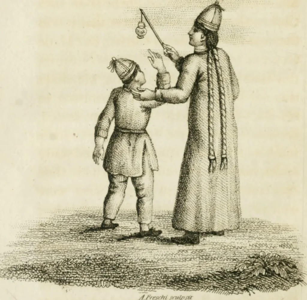 An illustration from China, its costume, arts, manufactures, &c. : edited principally from the originals in the cabinet of the late M. Bertin, with observations explanatory, historical, and literary, 1812, leaf 159