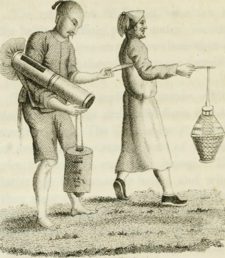 An illustration from China, its costume, arts, manufactures, &c. : edited principally from the originals in the cabinet of the late M. Bertin, with observations explanatory, historical, and literary, 1812, leaf 95
