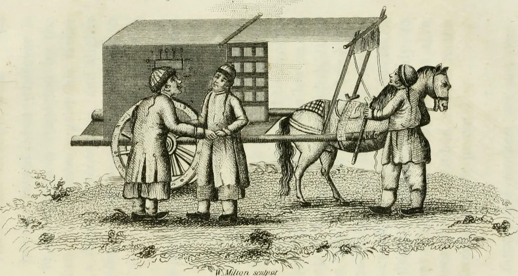 An illustration from China, its costume, arts, manufactures, &c. : edited principally from the originals in the cabinet of the late M. Bertin, with observations explanatory, historical, and literary, 1812, leaf 102