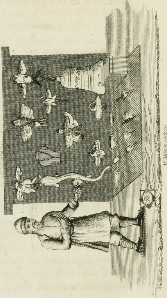 An illustration from China, its costume, arts, manufactures, &c. : edited principally from the originals in the cabinet of the late M. Bertin, with observations explanatory, historical, and literary, 1812, leaf 143