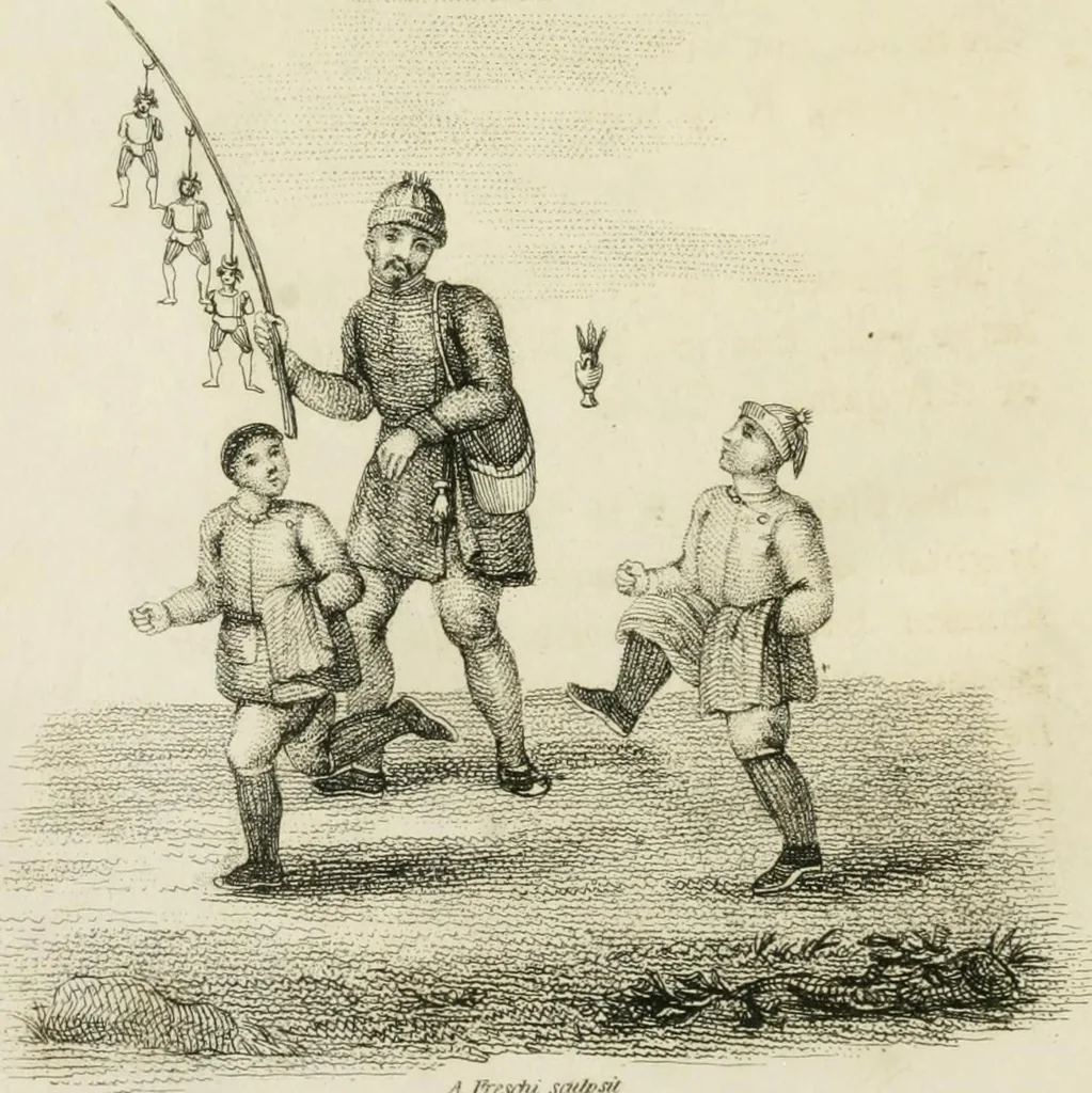 An illustration from China, its costume, arts, manufactures, &c. : edited principally from the originals in the cabinet of the late M. Bertin, with observations explanatory, historical, and literary, 1812, leaf 153