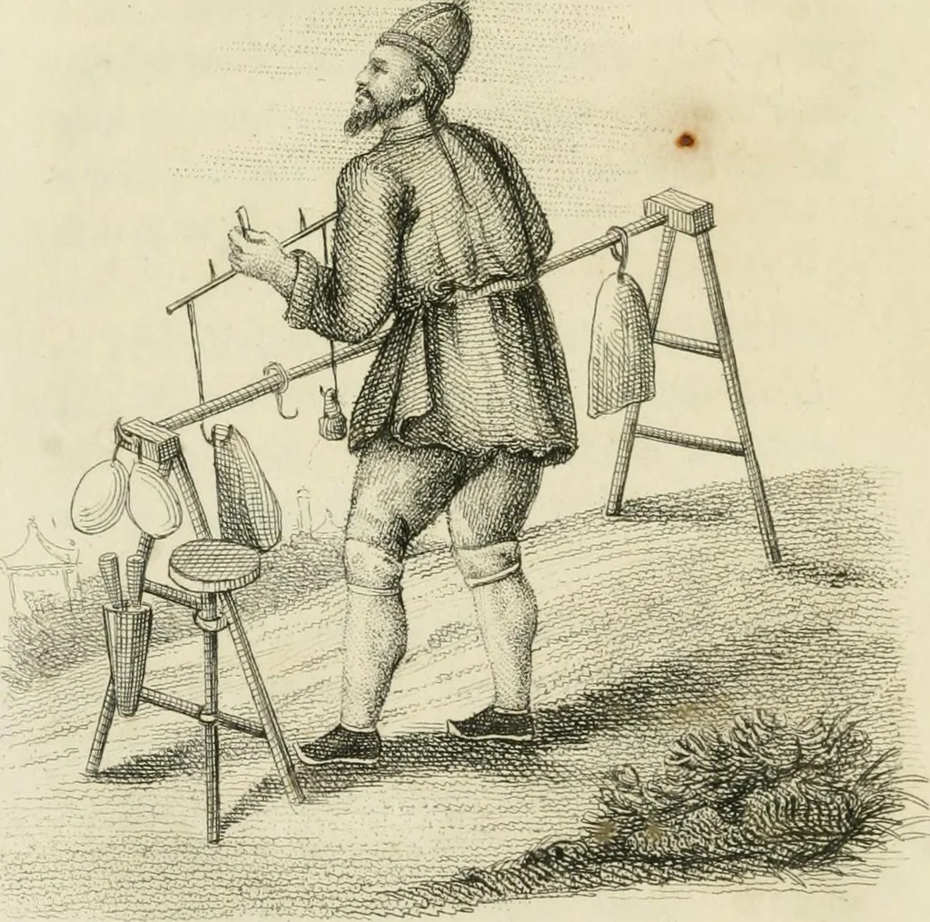 An illustration from China, its costume, arts, manufactures, &c. : edited principally from the originals in the cabinet of the late M. Bertin, with observations explanatory, historical, and literary, 1812, leaf 77