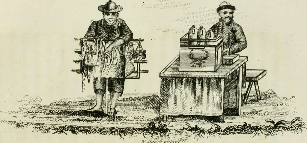 An illustration from China, its costume, arts, manufactures, &c. : edited principally from the originals in the cabinet of the late M. Bertin, with observations explanatory, historical, and literary, 1812, leaf 86