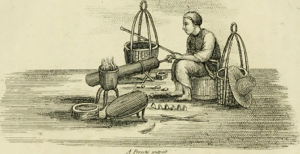 An illustration from China, its costume, arts, manufactures, &c. : edited principally from the originals in the cabinet of the late M. Bertin, with observations explanatory, historical, and literary, 1812, leaf 94