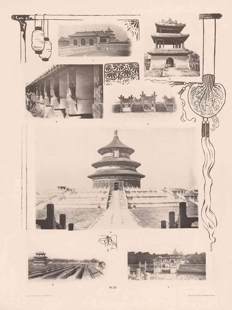 An illustration from La Chine à terre et en ballon; reproduction de 272 photographies, exécutées par des Officiers du Génie du corps expéditionnaire et groupées sur 42 [vraiment 41] planches et phototypie avec légendes explicatives, 1902, leaf 51
