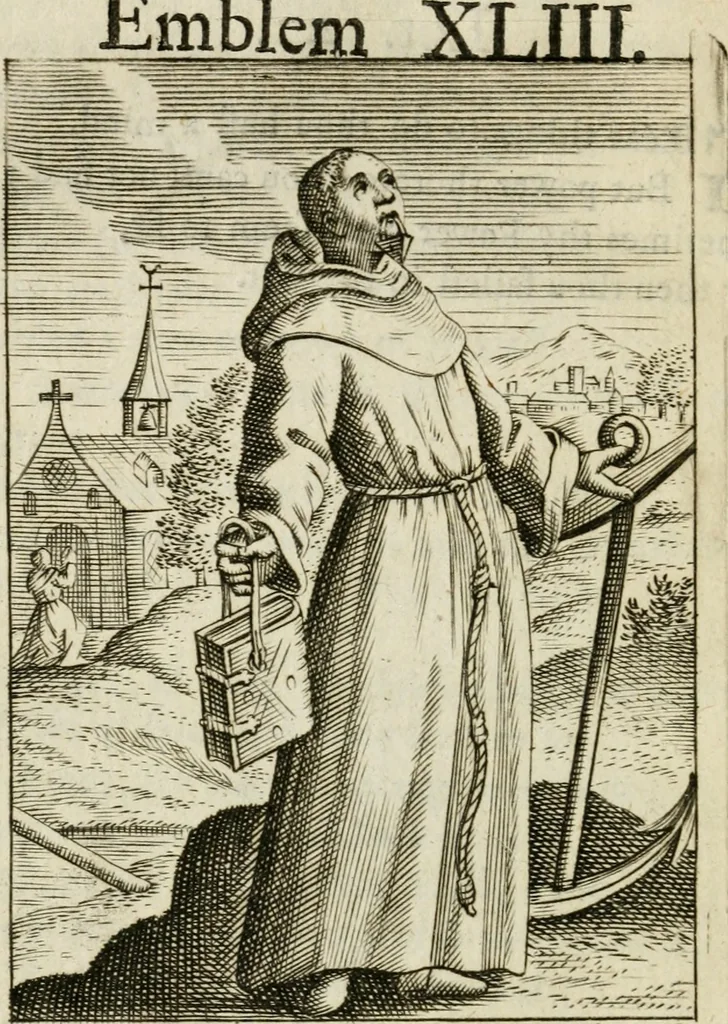 An illustration from Choice emblems, divine and moral, antient and modern, or, Delights for the ingenious, in above fifty select emblems , curiously ingraven upon copper-plates : with fifty pleasant poems and lots, by way of lottery, for illustrating each emblem to promote instruction and good counsel by diverting recreation, 1732, leaf 195