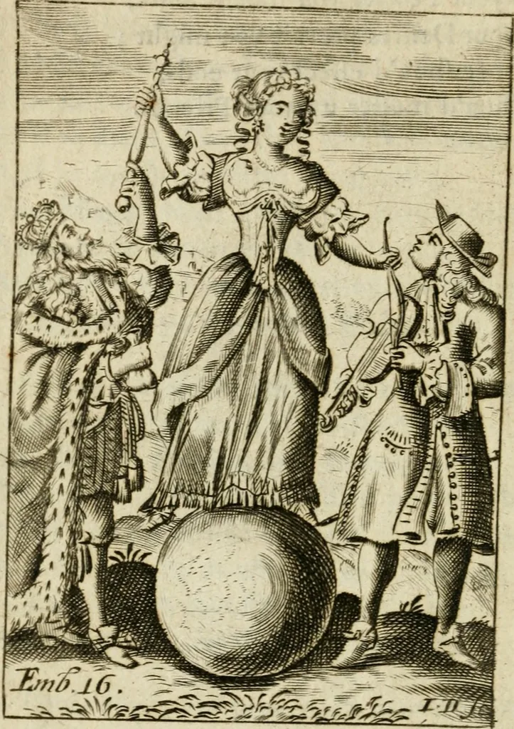 An illustration from Choice emblems, divine and moral, antient and modern, or, Delights for the ingenious, in above fifty select emblems , curiously ingraven upon copper-plates : with fifty pleasant poems and lots, by way of lottery, for illustrating each emblem to promote instruction and good counsel by diverting recreation, 1732, leaf 87