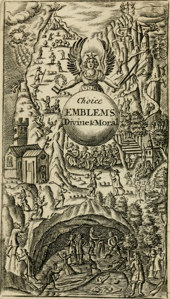 An illustration from Choice emblems, divine and moral, antient and modern, or, Delights for the ingenious, in above fifty select emblems , curiously ingraven upon copper-plates : with fifty pleasant poems and lots, by way of lottery, for illustrating each emblem to promote instruction and good counsel by diverting recreation, 1732, leaf 9