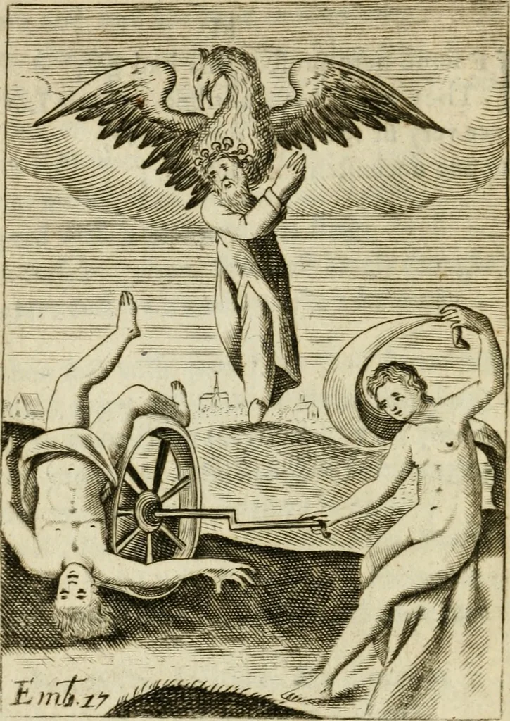 An illustration from Choice emblems, divine and moral, antient and modern, or, Delights for the ingenious, in above fifty select emblems , curiously ingraven upon copper-plates : with fifty pleasant poems and lots, by way of lottery, for illustrating each emblem to promote instruction and good counsel by diverting recreation, 1732, leaf 91