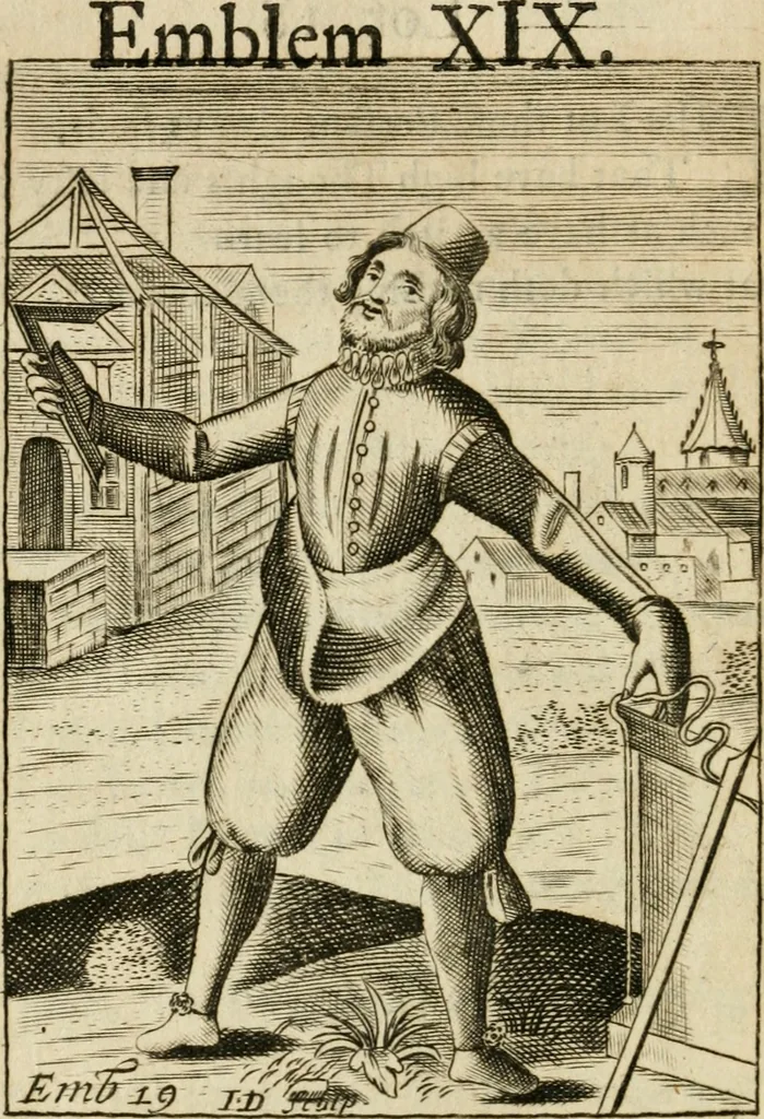 An illustration from Choice emblems, divine and moral, antient and modern, or, Delights for the ingenious, in above fifty select emblems , curiously ingraven upon copper-plates : with fifty pleasant poems and lots, by way of lottery, for illustrating each emblem to promote instruction and good counsel by diverting recreation, 1732, leaf 99