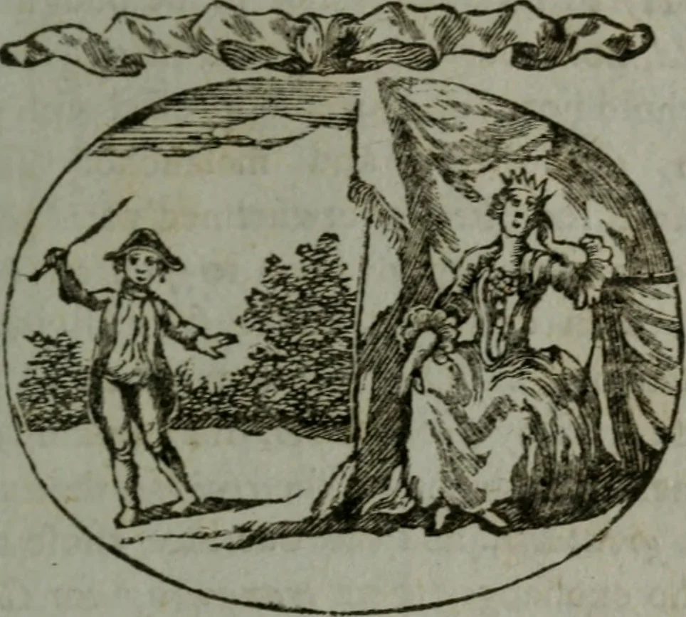 An illustration from Choice emblems, natural, historical, fabulous, moral, and divine : for the improvement and pastime of youth : displaying the beauties and morals of the ancient fabulists, the whole calculated to convey the golden lessons of instruction under a new and more delightful dress : written for the amusement of a young nobleman, 1793, leaf 210