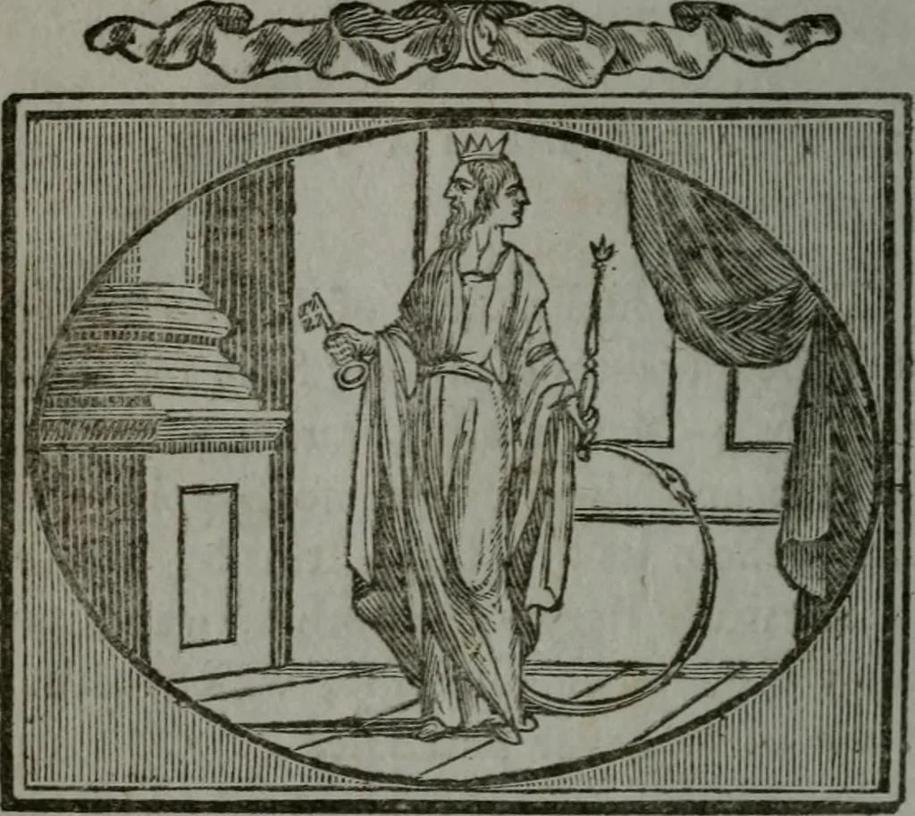 An illustration from Choice emblems, natural, historical, fabulous, moral, and divine : for the improvement and pastime of youth : displaying the beauties and morals of the ancient fabulists, the whole calculated to convey the golden lessons of instruction under a new and more delightful dress : written for the amusement of a young nobleman, 1793, leaf 63