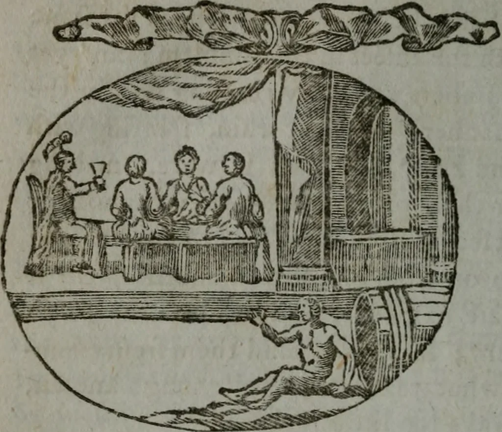 An illustration from Choice emblems, natural, historical, fabulous, moral, and divine : for the improvement and pastime of youth : displaying the beauties and morals of the ancient fabulists, the whole calculated to convey the golden lessons of instruction under a new and more delightful dress : written for the amusement of a young nobleman, 1793, leaf 83