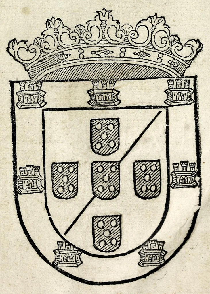 An illustration from Choronica que tratada vida e grandissimas virtudes, e bondades, magnanimo esforço, excellentes costumes, & manhas, & claros feytos do Christianissimo dom Ioão o segundo deste nome : & dos reys de Portugal o decimo tercio de gloriosa memoria : começado de seu nacimento, & toda sua vida até a hora de sua morte : com outras obras que adiante se seguem, 1607, leaf 7