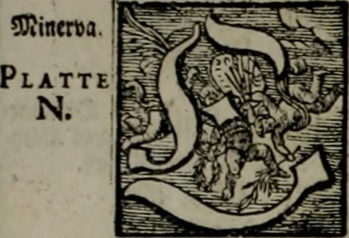 An illustration from Iconologia deorum, oder Abbildung der Götter : welche von den alten verehret Worden ; ais dem Welt-berümtesten Antichen der Griechischen und Römischen Statuen, auch in Marmel, Porfido-Stein, Metall, Agat, Onyx, Sardonich und andren Edelsteinen befindlichen Bildereyen, sorgfältig abgesehen, samt dero eigentlicher Beschreibung und Erklärung der Heidnischen Tempel-Ceremonien, auch Vorbildung der thiere und anderer Sachen, die auf hieroglyphische und emblematische Art, nach Weise der Egyptischen Schrifften, schicklich können vorgebracht und auf einen gewissen Verstand gerichtet werden ; deme allem vorgefügt ist, des durchleuchtigen Palm-Ordens der Hochlöbl. fruchtbringenden Gesellschaft auf dem Parnass aufgestellter ehren-Tempel, 1680, leaf 201