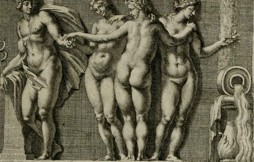 An illustration from Iconologia deorum, oder Abbildung der Götter : welche von den alten verehret Worden ; ais dem Welt-berümtesten Antichen der Griechischen und Römischen Statuen, auch in Marmel, Porfido-Stein, Metall, Agat, Onyx, Sardonich und andren Edelsteinen befindlichen Bildereyen, sorgfältig abgesehen, samt dero eigentlicher Beschreibung und Erklärung der Heidnischen Tempel-Ceremonien, auch Vorbildung der thiere und anderer Sachen, die auf hieroglyphische und emblematische Art, nach Weise der Egyptischen Schrifften, schicklich können vorgebracht und auf einen gewissen Verstand gerichtet werden ; deme allem vorgefügt ist, des durchleuchtigen Palm-Ordens der Hochlöbl. fruchtbringenden Gesellschaft auf dem Parnass aufgestellter ehren-Tempel, 1680, leaf 290