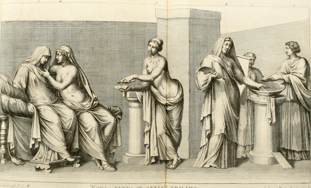 An illustration from Iconologia deorum, oder Abbildung der Götter : welche von den alten verehret Worden ; ais dem Welt-berümtesten Antichen der Griechischen und Römischen Statuen, auch in Marmel, Porfido-Stein, Metall, Agat, Onyx, Sardonich und andren Edelsteinen befindlichen Bildereyen, sorgfältig abgesehen, samt dero eigentlicher Beschreibung und Erklärung der Heidnischen Tempel-Ceremonien, auch Vorbildung der thiere und anderer Sachen, die auf hieroglyphische und emblematische Art, nach Weise der Egyptischen Schrifften, schicklich können vorgebracht und auf einen gewissen Verstand gerichtet werden ; deme allem vorgefügt ist, des durchleuchtigen Palm-Ordens der Hochlöbl. fruchtbringenden Gesellschaft auf dem Parnass aufgestellter ehren-Tempel, 1680, leaf 311