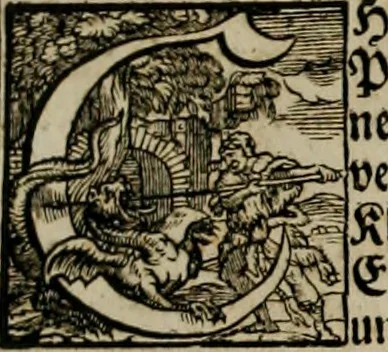 An illustration from Iconologia deorum, oder Abbildung der Götter : welche von den alten verehret Worden ; ais dem Welt-berümtesten Antichen der Griechischen und Römischen Statuen, auch in Marmel, Porfido-Stein, Metall, Agat, Onyx, Sardonich und andren Edelsteinen befindlichen Bildereyen, sorgfältig abgesehen, samt dero eigentlicher Beschreibung und Erklärung der Heidnischen Tempel-Ceremonien, auch Vorbildung der thiere und anderer Sachen, die auf hieroglyphische und emblematische Art, nach Weise der Egyptischen Schrifften, schicklich können vorgebracht und auf einen gewissen Verstand gerichtet werden ; deme allem vorgefügt ist, des durchleuchtigen Palm-Ordens der Hochlöbl. fruchtbringenden Gesellschaft auf dem Parnass aufgestellter ehren-Tempel, 1680, leaf 38