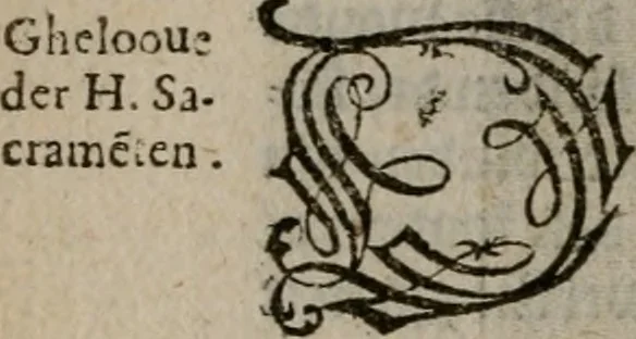 An illustration from Christeliicken waerseggher : de principale stucken van t'Christen geloof en Leuen int cort begrijpende : met een rolle der deugtsaemheyt daer op dienende : ende een schildt-wacht teghen de valsche waersegghers, tooueraers, etc., 1603, leaf 123