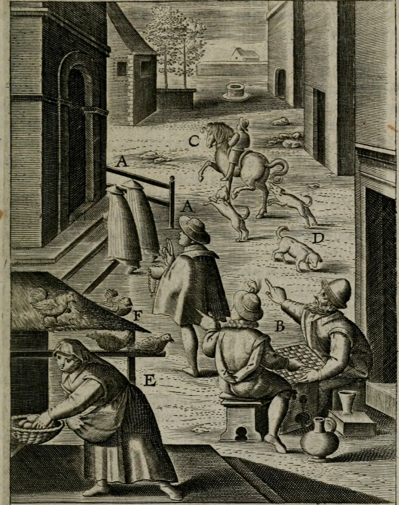 An illustration from Christeliicken waerseggher : de principale stucken van t'Christen geloof en Leuen int cort begrijpende : met een rolle der deugtsaemheyt daer op dienende : ende een schildt-wacht teghen de valsche waersegghers, tooueraers, etc., 1603, leaf 194