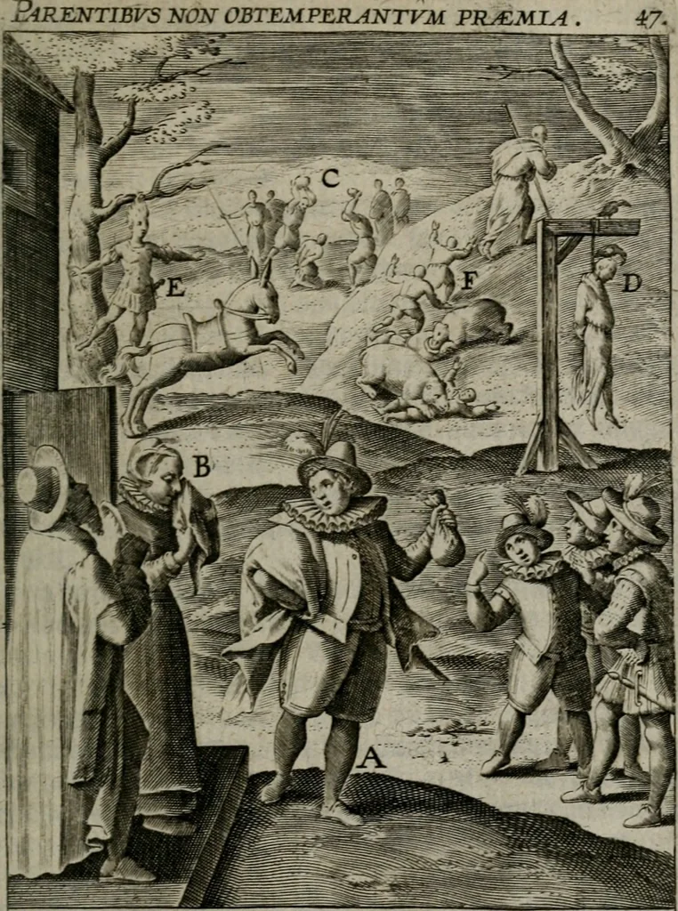 An illustration from Christeliicken waerseggher : de principale stucken van t'Christen geloof en Leuen int cort begrijpende : met een rolle der deugtsaemheyt daer op dienende : ende een schildt-wacht teghen de valsche waersegghers, tooueraers, etc., 1603, leaf 264
