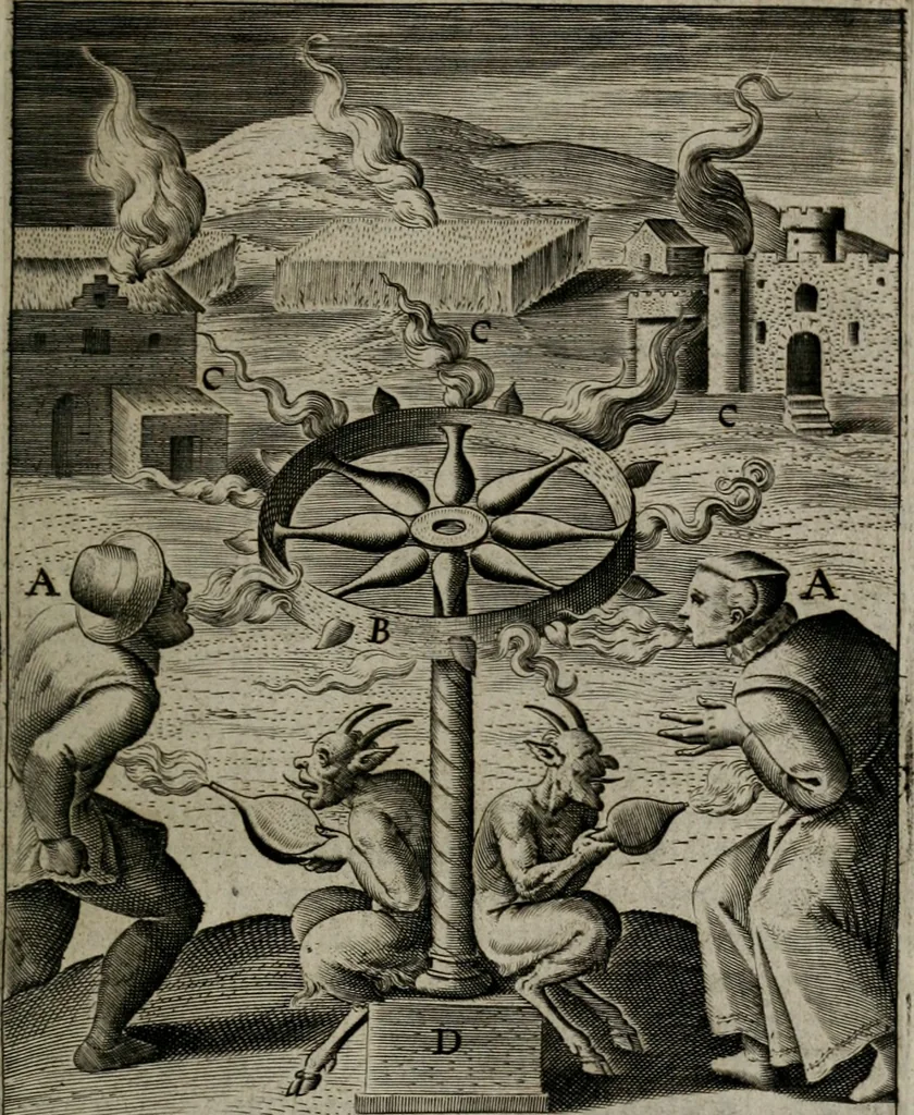 An illustration from Christeliicken waerseggher : de principale stucken van t'Christen geloof en Leuen int cort begrijpende : met een rolle der deugtsaemheyt daer op dienende : ende een schildt-wacht teghen de valsche waersegghers, tooueraers, etc., 1603, leaf 290
