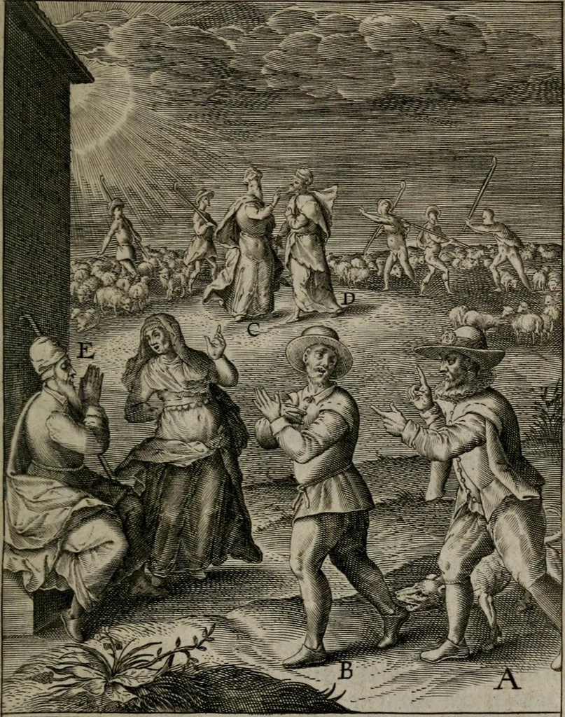 An illustration from Christeliicken waerseggher : de principale stucken van t'Christen geloof en Leuen int cort begrijpende : met een rolle der deugtsaemheyt daer op dienende : ende een schildt-wacht teghen de valsche waersegghers, tooueraers, etc., 1603, leaf 316