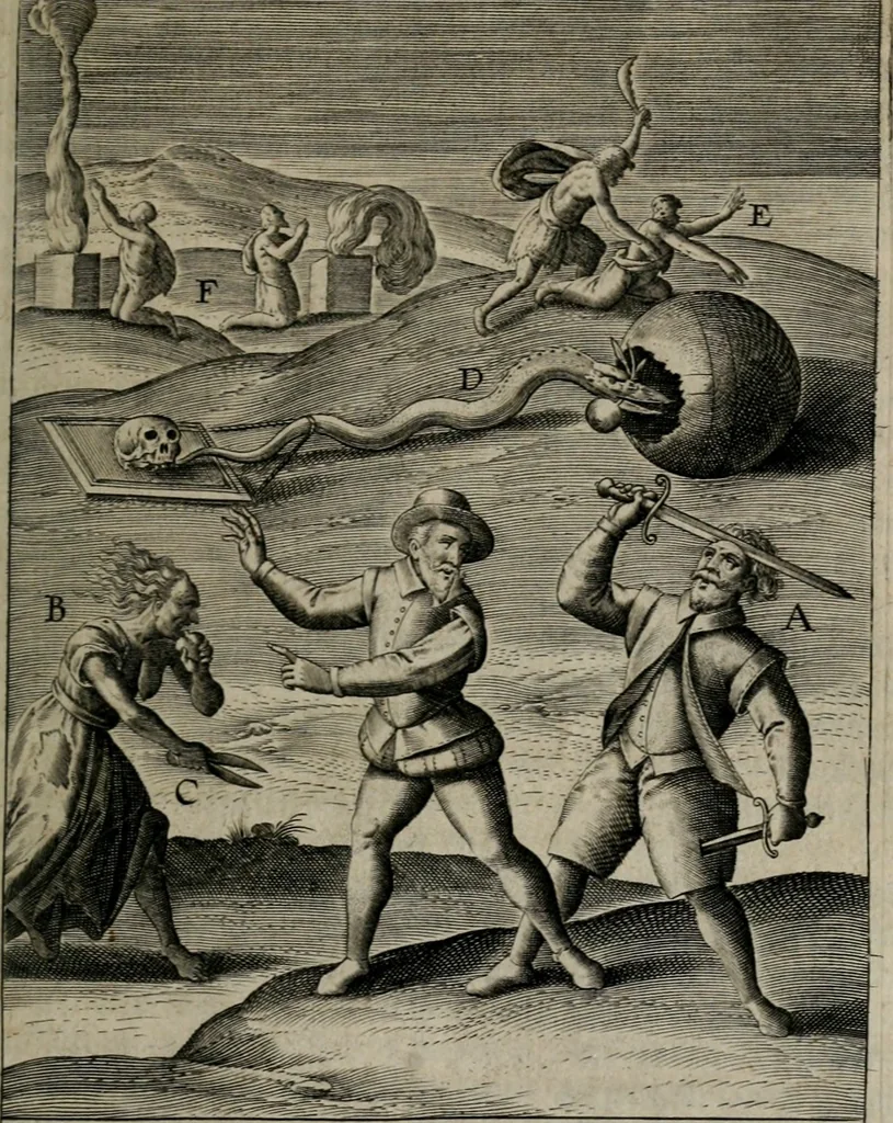 An illustration from Christeliicken waerseggher : de principale stucken van t'Christen geloof en Leuen int cort begrijpende : met een rolle der deugtsaemheyt daer op dienende : ende een schildt-wacht teghen de valsche waersegghers, tooueraers, etc., 1603, leaf 344