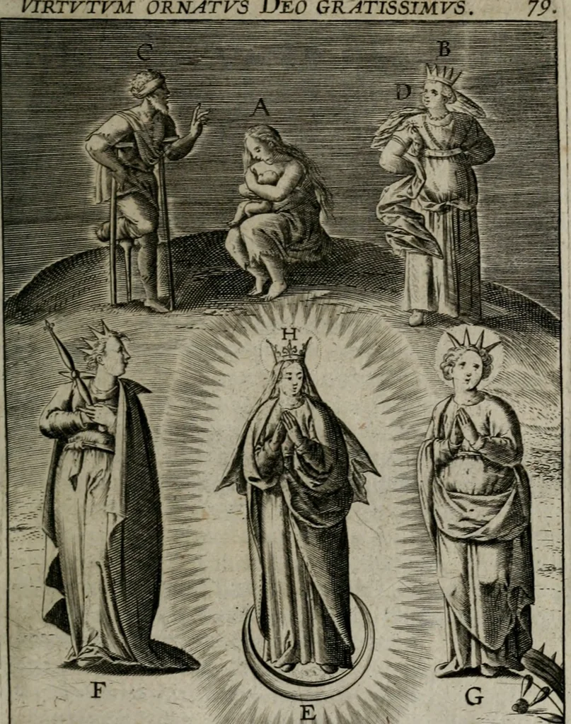 An illustration from Christeliicken waerseggher : de principale stucken van t'Christen geloof en Leuen int cort begrijpende : met een rolle der deugtsaemheyt daer op dienende : ende een schildt-wacht teghen de valsche waersegghers, tooueraers, etc., 1603, leaf 450