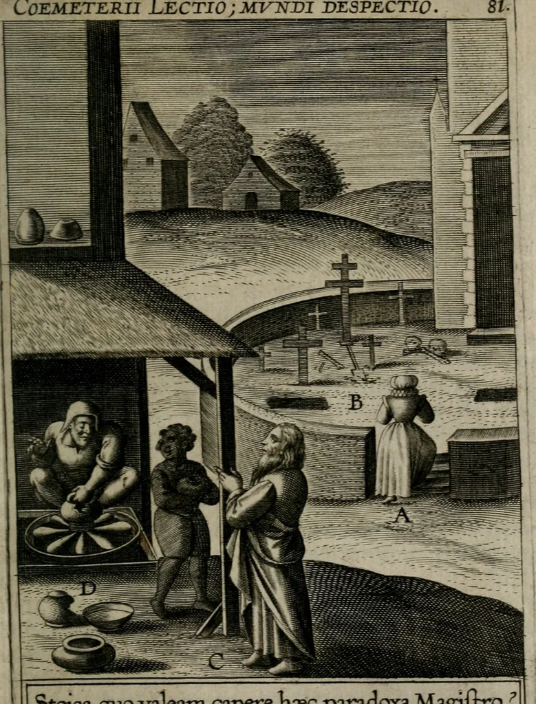 An illustration from Christeliicken waerseggher : de principale stucken van t'Christen geloof en Leuen int cort begrijpende : met een rolle der deugtsaemheyt daer op dienende : ende een schildt-wacht teghen de valsche waersegghers, tooueraers, etc., 1603, leaf 464