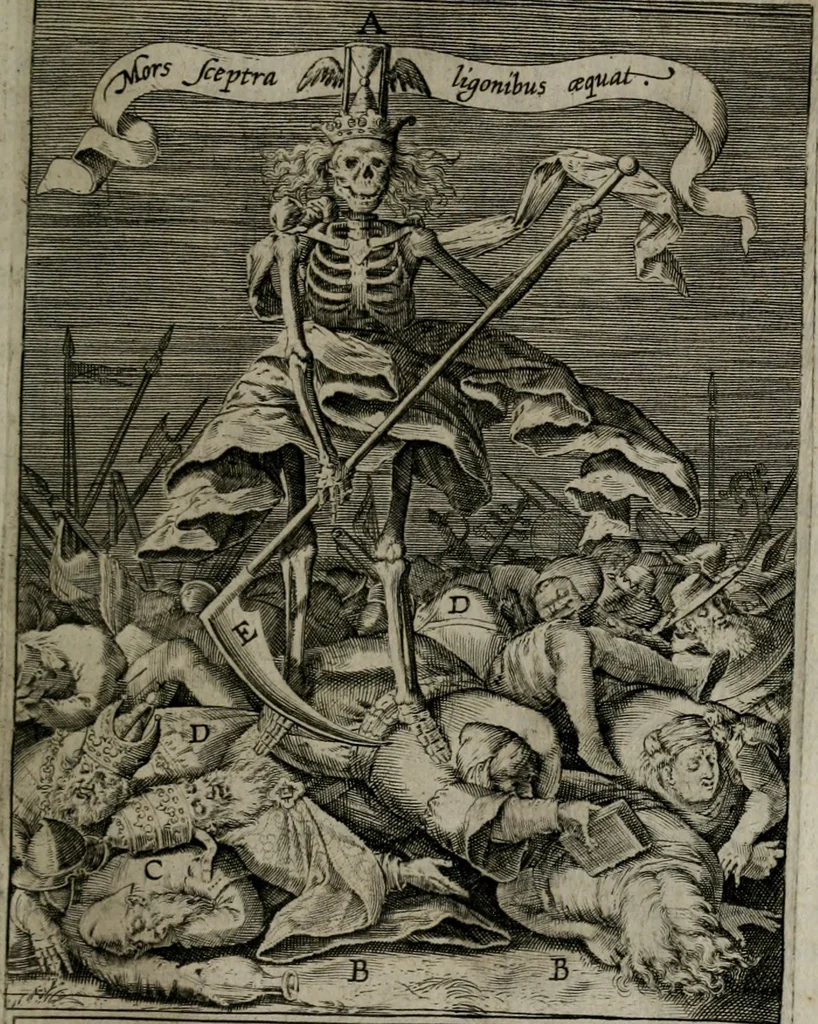 An illustration from Christeliicken waerseggher : de principale stucken van t'Christen geloof en Leuen int cort begrijpende : met een rolle der deugtsaemheyt daer op dienende : ende een schildt-wacht teghen de valsche waersegghers, tooueraers, etc., 1603, leaf 486