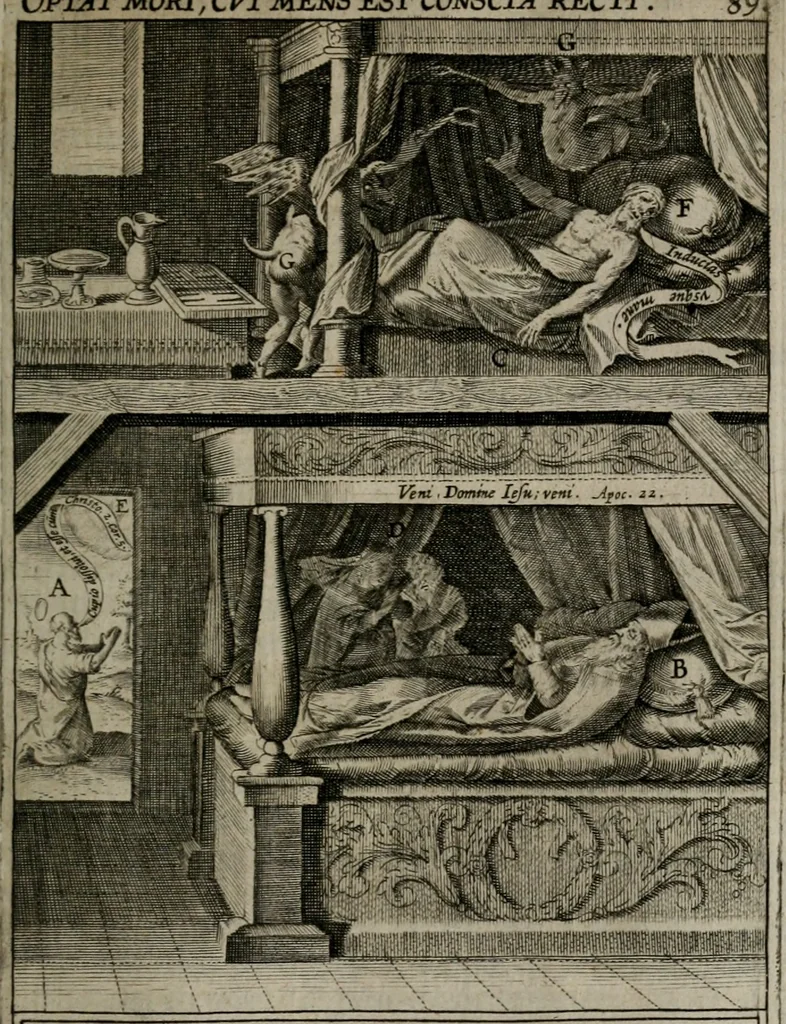 An illustration from Christeliicken waerseggher : de principale stucken van t'Christen geloof en Leuen int cort begrijpende : met een rolle der deugtsaemheyt daer op dienende : ende een schildt-wacht teghen de valsche waersegghers, tooueraers, etc., 1603, leaf 504