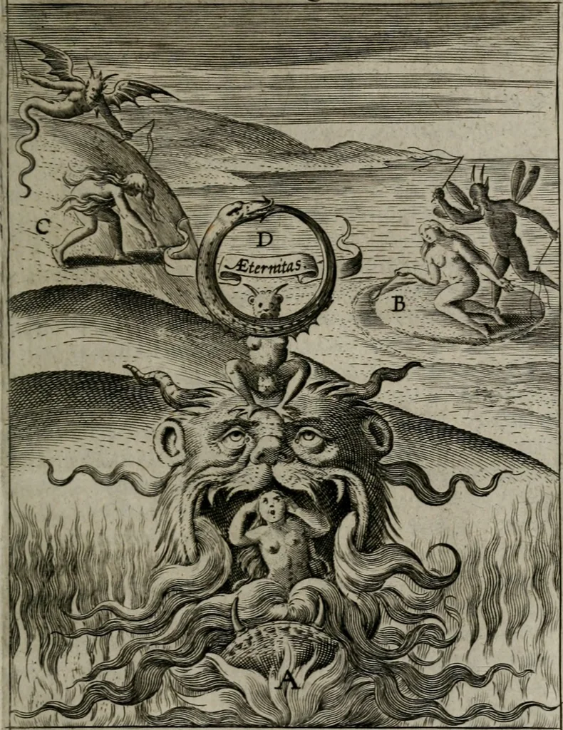 An illustration from Christeliicken waerseggher : de principale stucken van t'Christen geloof en Leuen int cort begrijpende : met een rolle der deugtsaemheyt daer op dienende : ende een schildt-wacht teghen de valsche waersegghers, tooueraers, etc., 1603, leaf 532