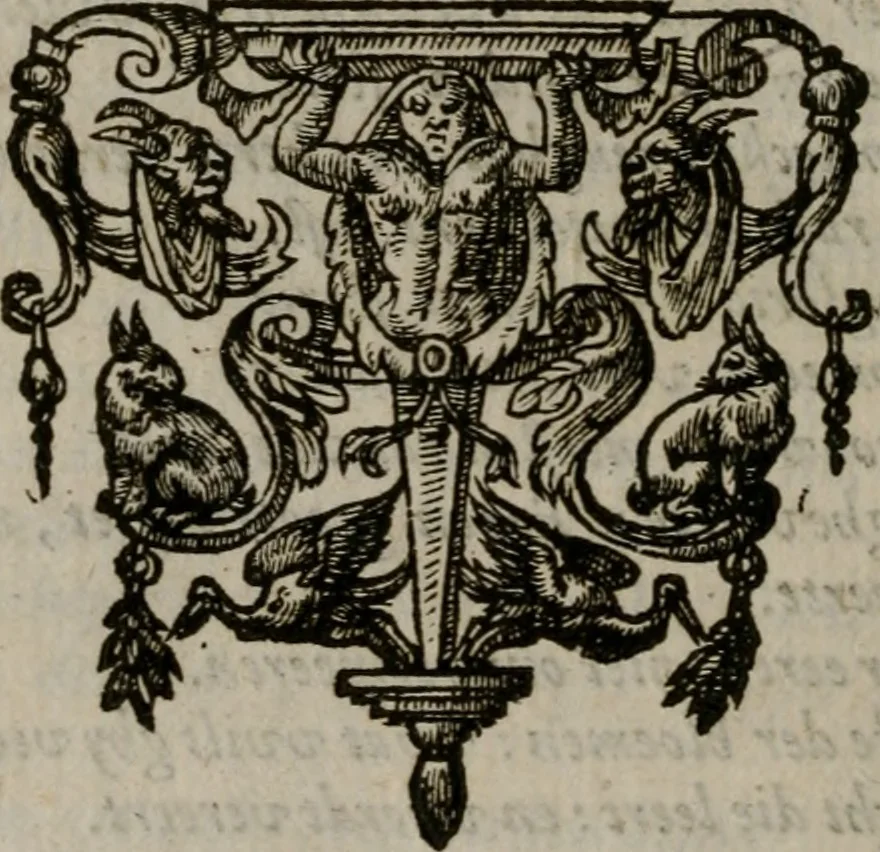 An illustration from Christeliicken waerseggher : de principale stucken van t'Christen geloof en Leuen int cort begrijpende : met een rolle der deugtsaemheyt daer op dienende : ende een schildt-wacht teghen de valsche waersegghers, tooueraers, etc., 1603, leaf 597