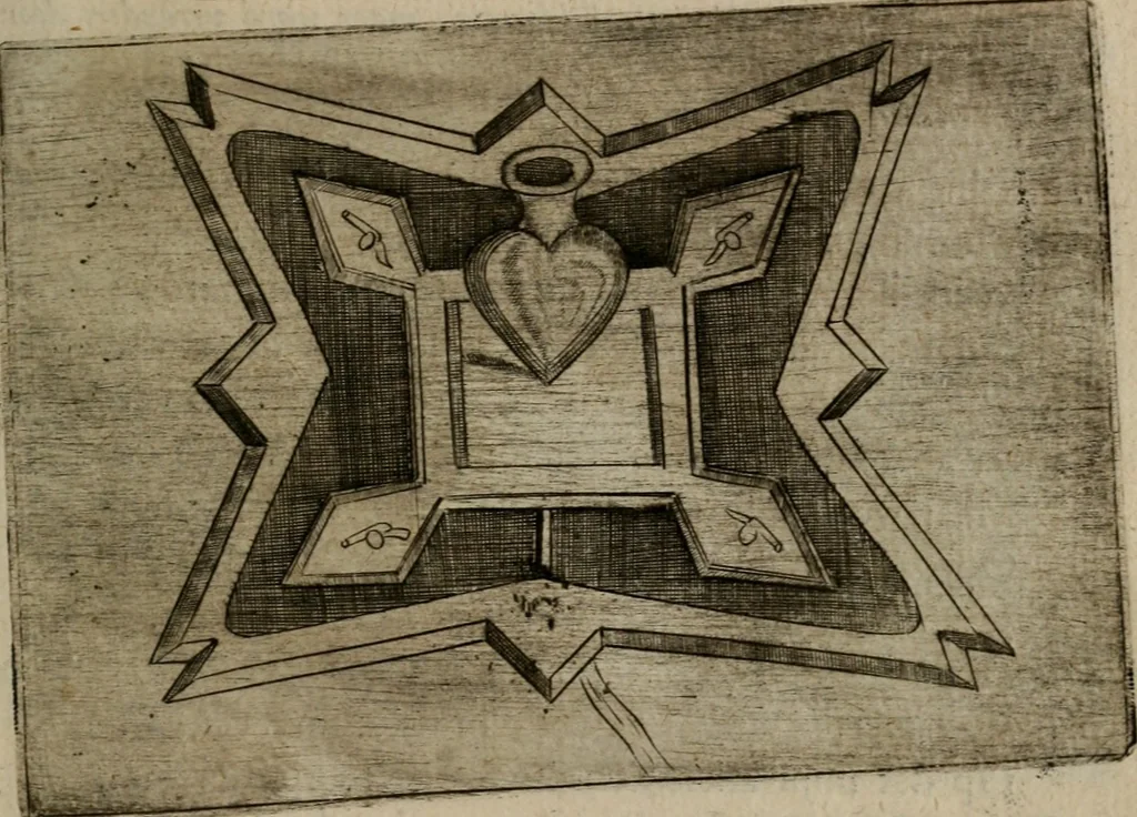 An illustration from Christelyke aandachten of vlammende ziel-zuchten : eener Godvreesend ziele, met een Goddelijk antwoord daar op passende, 1735, leaf 104