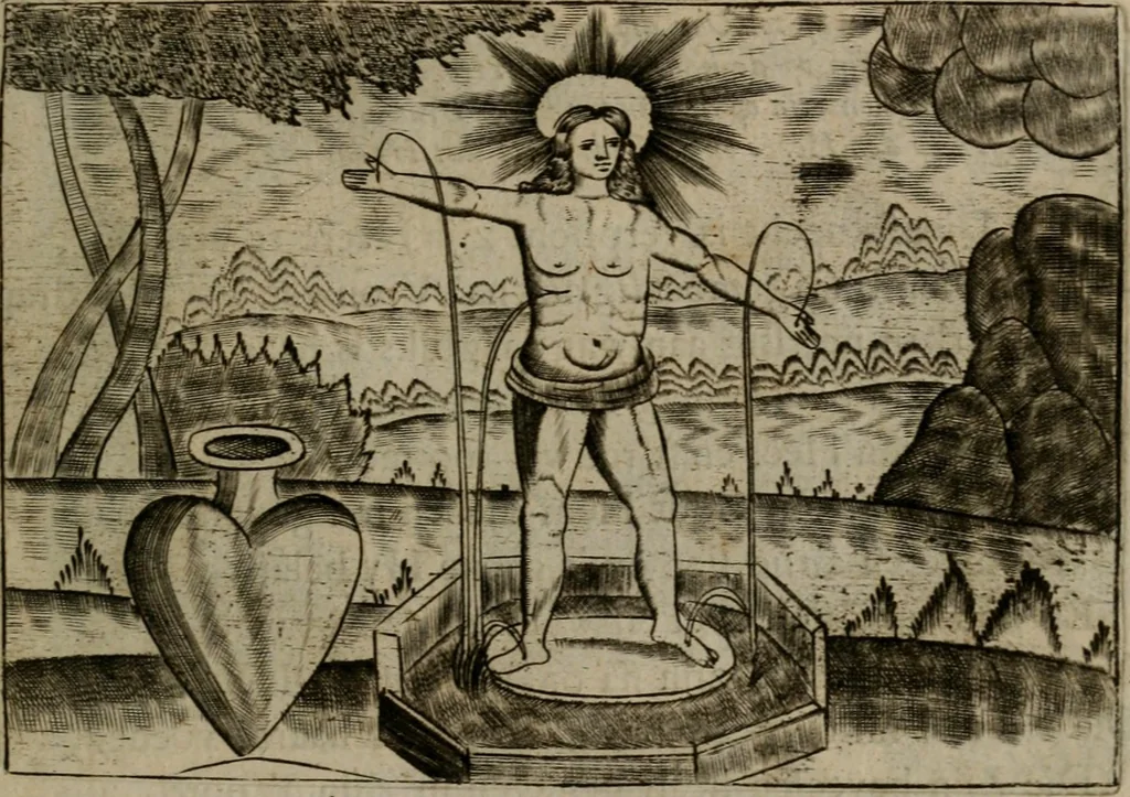 An illustration from Christelyke aandachten of vlammende ziel-zuchten : eener Godvreesend ziele, met een Goddelijk antwoord daar op passende, 1735, leaf 110