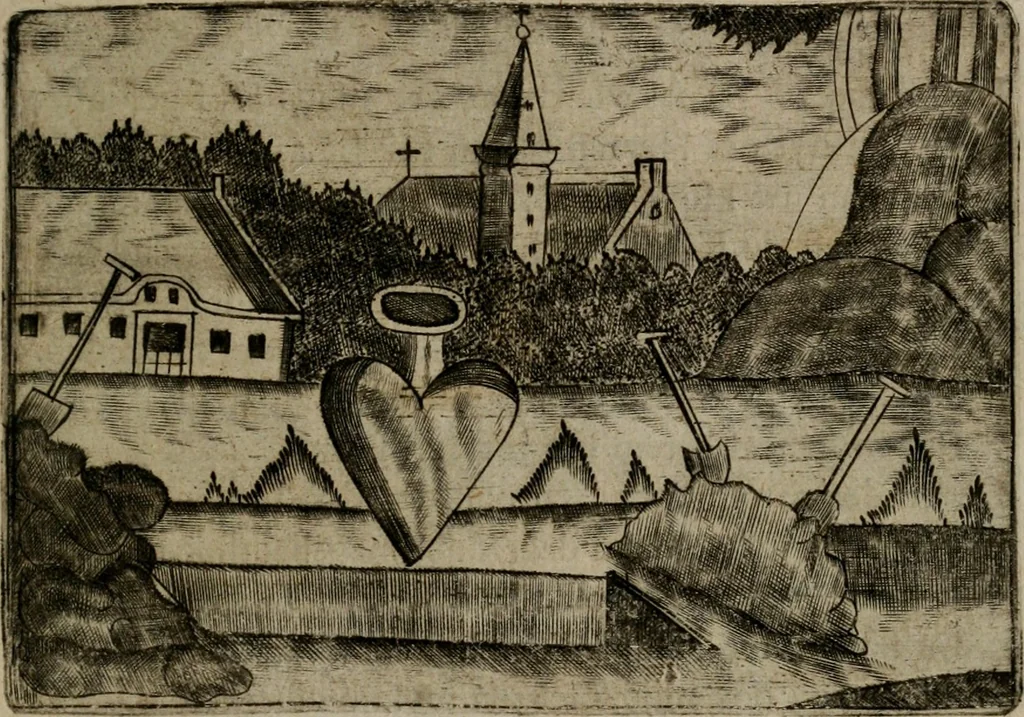 An illustration from Christelyke aandachten of vlammende ziel-zuchten : eener Godvreesend ziele, met een Goddelijk antwoord daar op passende, 1735, leaf 120