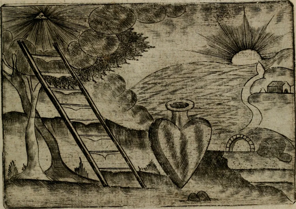 An illustration from Christelyke aandachten of vlammende ziel-zuchten : eener Godvreesend ziele, met een Goddelijk antwoord daar op passende, 1735, leaf 122