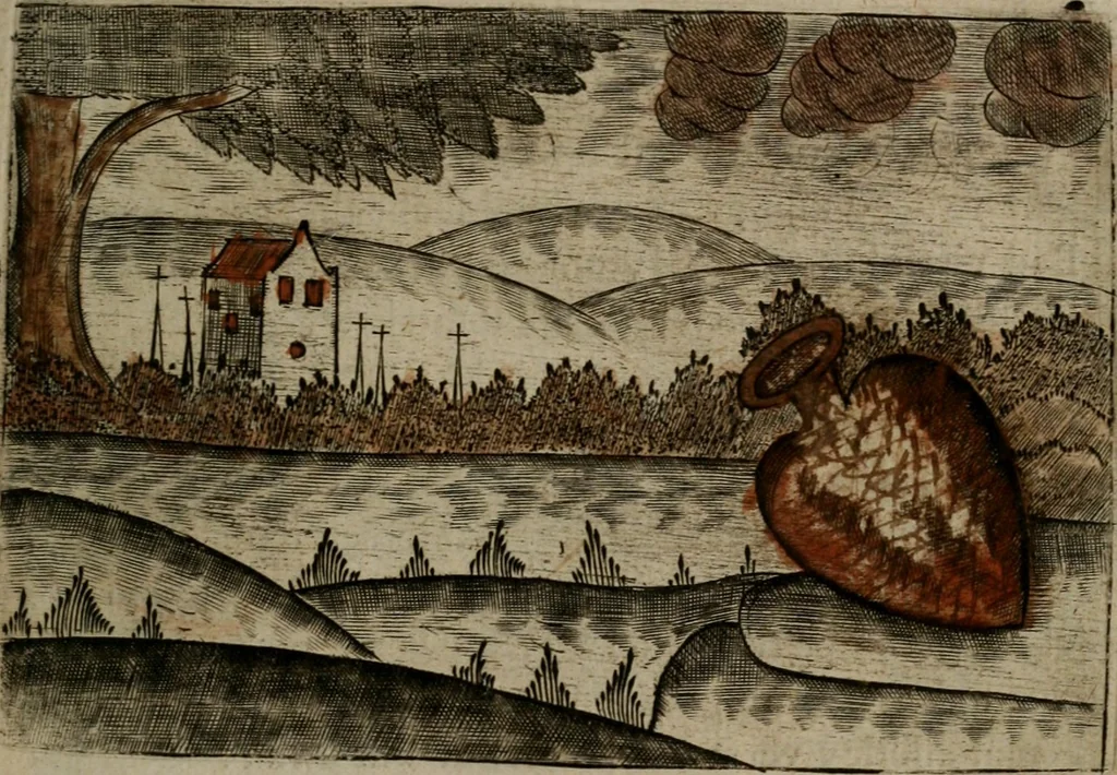 An illustration from Christelyke aandachten of vlammende ziel-zuchten : eener Godvreesend ziele, met een Goddelijk antwoord daar op passende, 1735, leaf 30