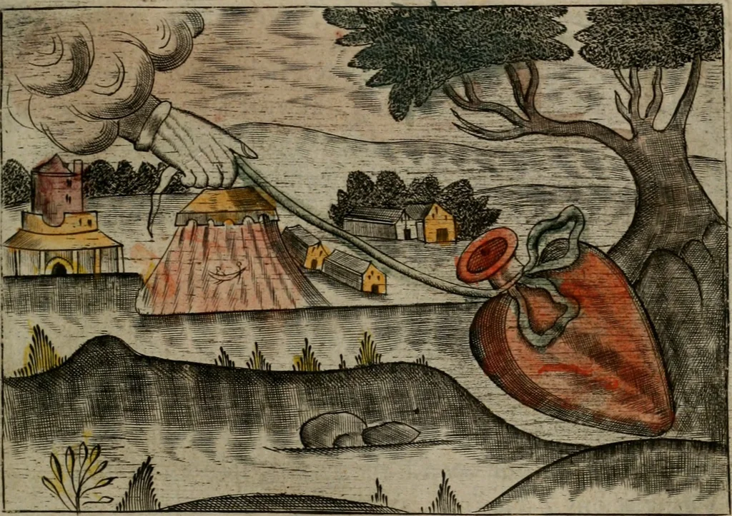 An illustration from Christelyke aandachten of vlammende ziel-zuchten : eener Godvreesend ziele, met een Goddelijk antwoord daar op passende, 1735, leaf 38