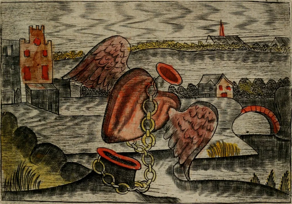An illustration from Christelyke aandachten of vlammende ziel-zuchten : eener Godvreesend ziele, met een Goddelijk antwoord daar op passende, 1735, leaf 42