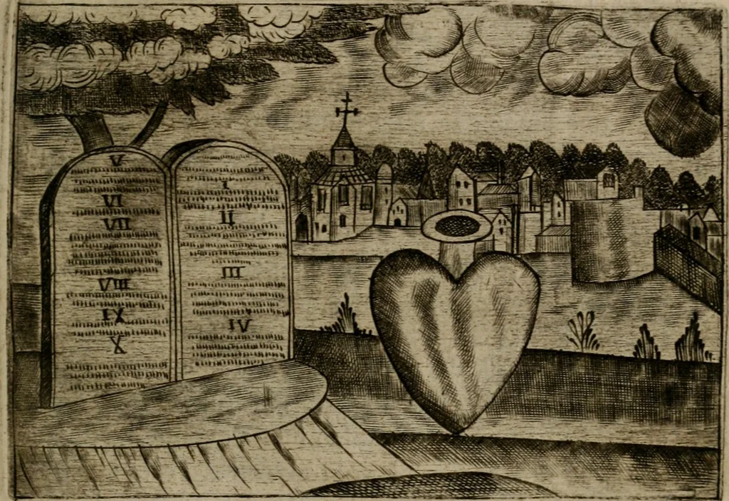 An illustration from Christelyke aandachten of vlammende ziel-zuchten : eener Godvreesend ziele, met een Goddelijk antwoord daar op passende, 1735, leaf 50