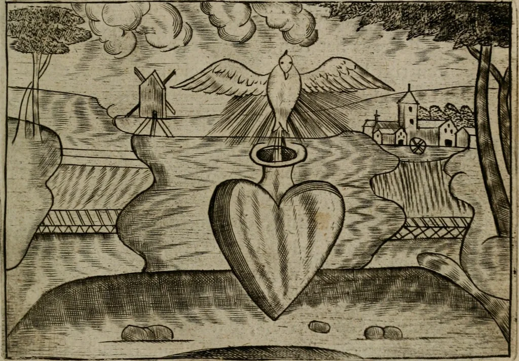 An illustration from Christelyke aandachten of vlammende ziel-zuchten : eener Godvreesend ziele, met een Goddelijk antwoord daar op passende, 1735, leaf 52